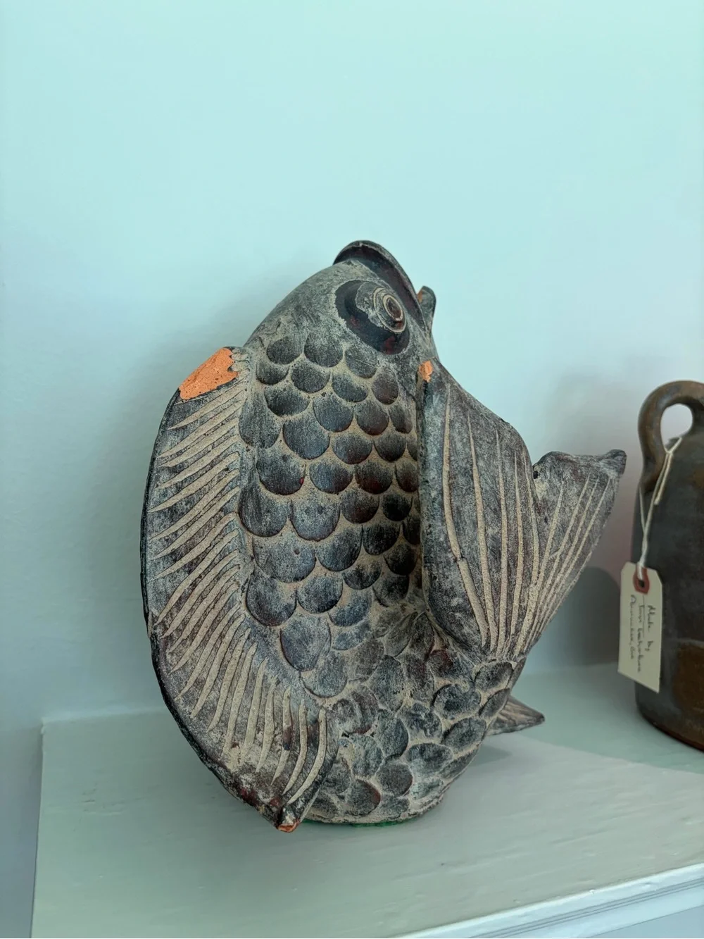Vintage Cast Stone Fish Sculpture Coastal Nautical Decor